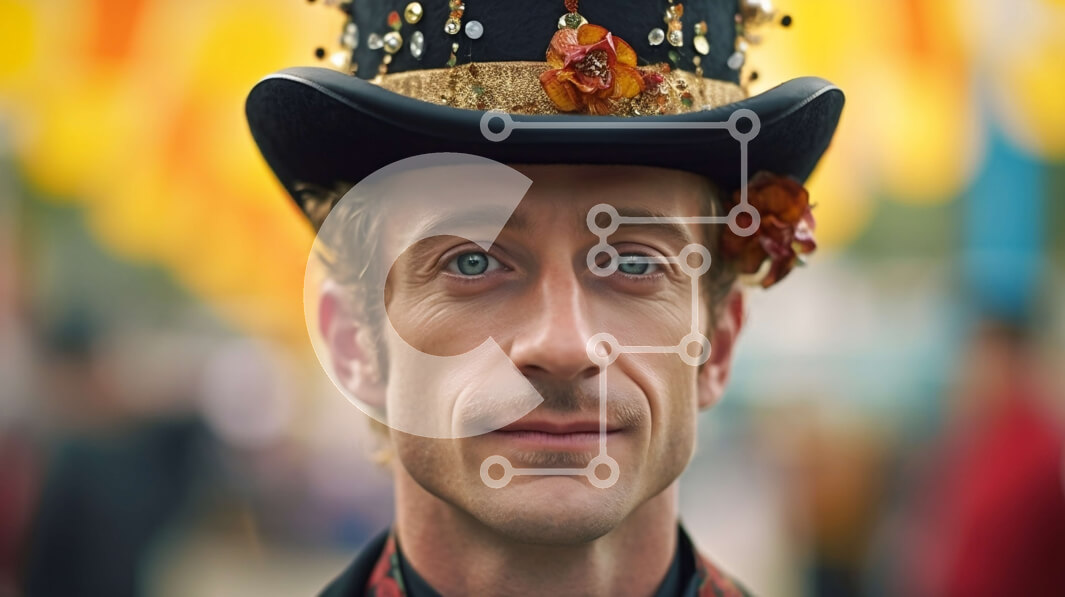 Intra Συλλεκτικό Ξύλινο Παζλ Plywood  4mm - Κομψός άντρας με καπέλο και παπιγιόν με πέτο λουλουδιού Σε Ξύλινο Κουτί - Διαστάσεις Puzzle: 10x10 cm – 25 κομμάτια