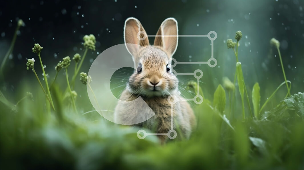 Intra Συλλεκτικό Ξύλινο Παζλ Plywood  4mm - Περίεργο κουνέλι που κάθεται στη βροχή Σε Ξύλινο Κουτί - Διαστάσεις: 10x10 cm – 25 κομμάτια