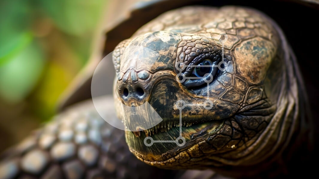 Σετ των 2 Intra Συλλεκτικό Ξύλινο Παζλ Plywood  4mm - Κοντινό πλάνο του προσώπου μιας ενήλικης χελώνας Σε Ξύλινο Κουτί - Διαστάσεις: 10x10 cm – 25 κομμάτια