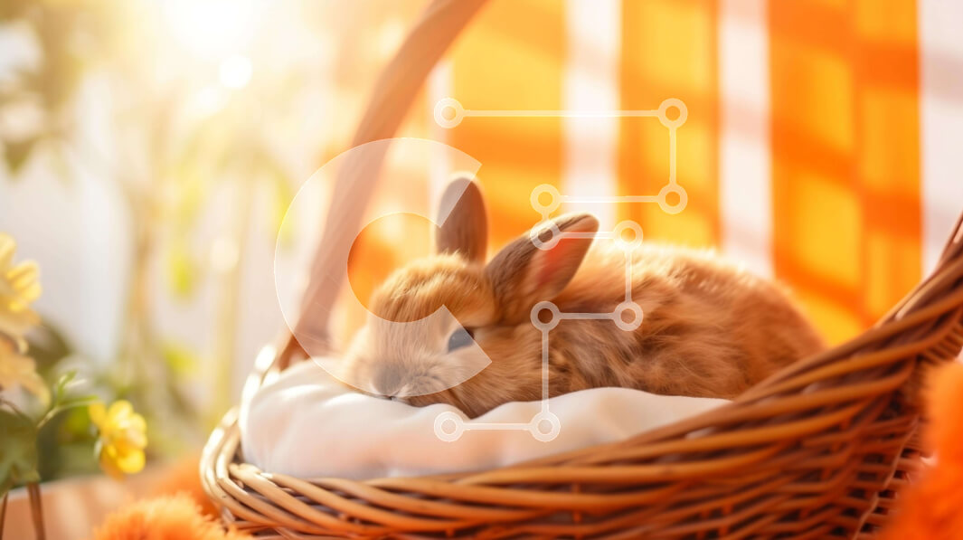 Σετ των 2 Intra Συλλεκτικό Ξύλινο Παζλ Plywood  4mm - Χαλαρό κουνέλι λαγουδάκι σε πορτοκαλί καλάθι Σε Ξύλινο Κουτί - Διαστάσεις: 10x10 cm – 25 κομμάτια