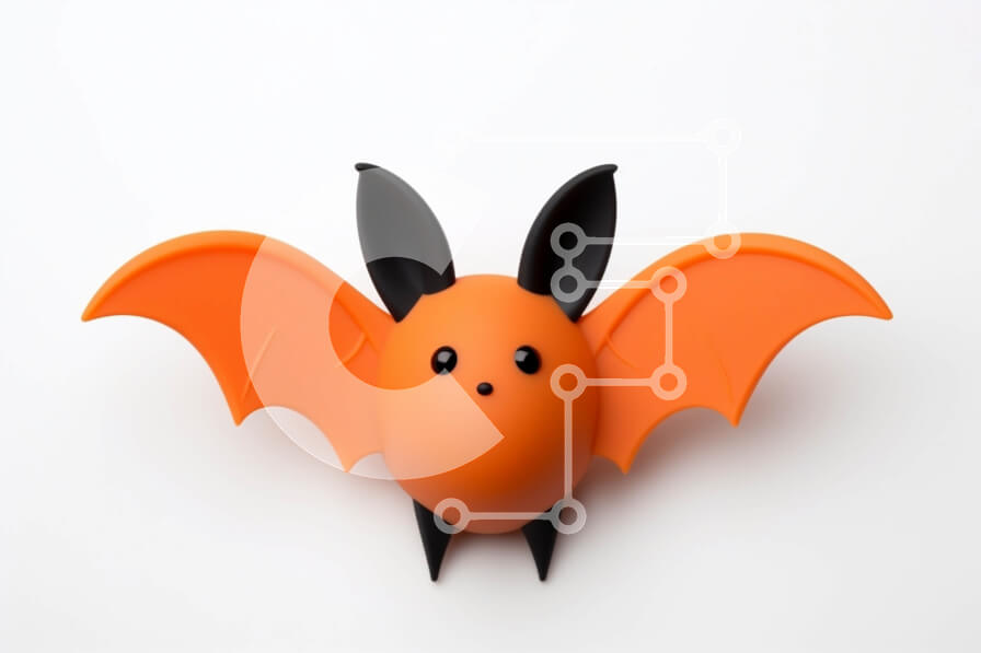 Intra Συλλεκτικό Ξύλινο Παζλ Plywood  4mm - Πορτοκαλί παιχνίδι νυχτερίδας σε άσπρο φόντο Σε Ξύλινο Κουτί - Διαστάσεις: 10x10 cm – 25 κομμάτια