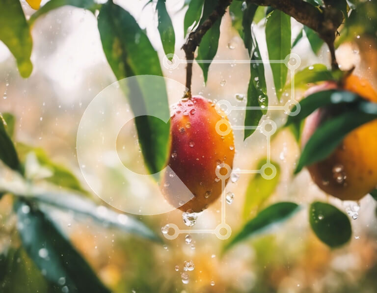 Intra Συλλεκτικό Ξύλινο Παζλ Plywood  4mm - Τροπικά μάνγκο με σταγονίδια νερού Σε Ξύλινο Κουτί - Διαστάσεις: 10x10 cm – 25 κομμάτια