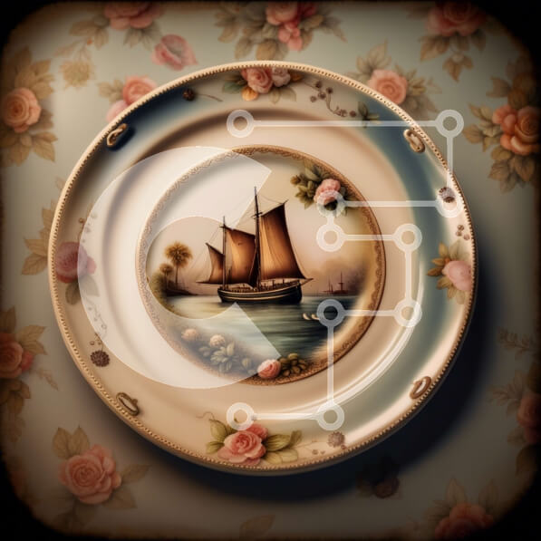 Intra Συλλεκτικό Ξύλινο Παζλ Plywood  4mm - Όμορφη ζωγραφιά ενός πλοίου που πλέει στον ωκεανό με τριαντάφυλλα Σε Ξύλινο Κουτί - Διαστάσεις Puzzle: 10x10 cm – 25 κομμάτια