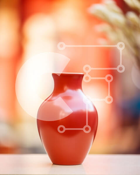 Intra Συλλεκτικό Ξύλινο Παζλ Plywood  4mm - Πορτοκαλί βάζο σε λευκό τραπέζι - Διακοσμητικές λεπτομέρειες για το σπίτι Σε Ξύλινο Κουτί - Διαστάσεις Puzzle: 10x10 cm – 25 κομμάτια