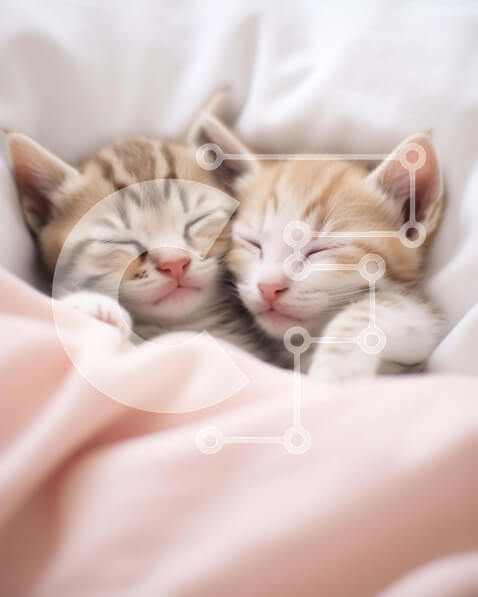 Σετ των 2 Intra Συλλεκτικό Ξύλινο Παζλ Plywood  4mm - Δύο γατάκια που κοιμούνται μαζί σε μια ροζ κουβέρτα Σε Ξύλινο Κουτί - Διαστάσεις: 10x10 cm – 25 κομμάτια