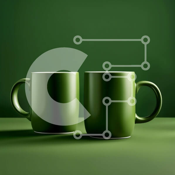 Intra Συλλεκτικό Ξύλινο Παζλ Plywood  4mm - Κομψές πράσινες κούπες σε ένα τραπέζι Σε Ξύλινο Κουτί - Διαστάσεις: 10x10 cm – 25 κομμάτια