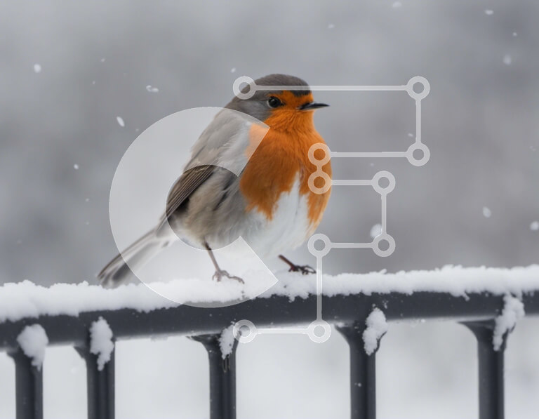 Intra Συλλεκτικό Ξύλινο Παζλ Plywood  4mm - Χειμερινή σκηνή: Πουλί που απολαμβάνει τον χιονισμένο καιρό Σε Ξύλινο Κουτί - Διαστάσεις: 10x10 cm – 25 κομμάτια