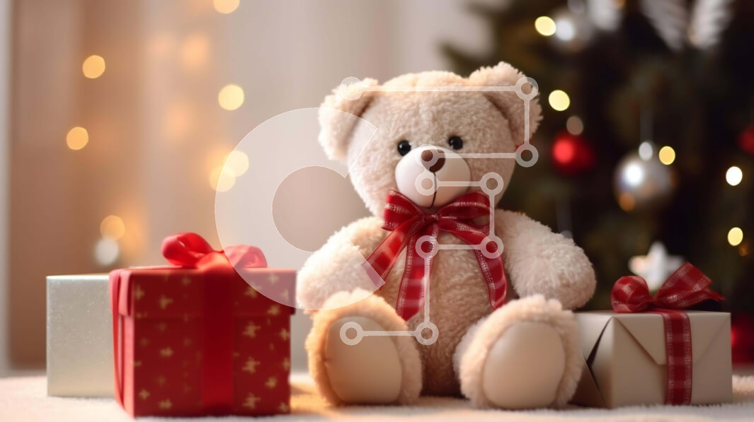 Intra Συλλεκτικό Ξύλινο Παζλ Plywood  4mm - Χριστουγεννιάτικο αρκουδάκι με κουτιά δώρων και χριστουγεννιάτικο δέντρο Σε Ξύλινο Κουτί - Διαστάσεις: 10x10 cm – 25 κομμάτια