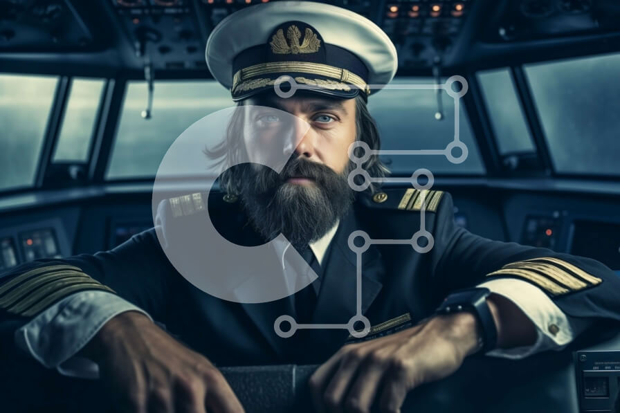 Intra Συλλεκτικό Ξύλινο Παζλ Plywood  4mm - Σοβαρός πιλότος στο πιλοτήριο του αεροπλάνου τη νύχτα - Φωτογραφία Αρχείου Σε Ξύλινο Κουτί - Διαστάσεις Puzzle: 10x10 cm – 25 κομμάτια