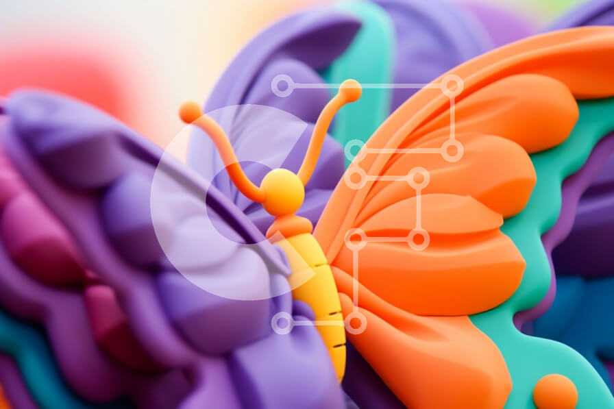 Intra Συλλεκτικό Ξύλινο Παζλ Plywood  4mm - Πολύχρωμα ειδώλια πεταλούδων από κοντά Σε Ξύλινο Κουτί - Διαστάσεις Puzzle: 10x10 cm – 25 κομμάτια