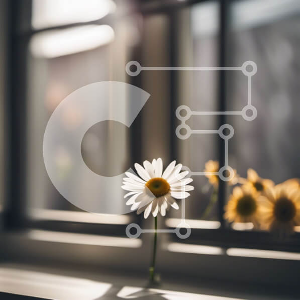 Intra Συλλεκτικό Ξύλινο Παζλ Plywood  4mm - Όμορφη εικόνα μιας μαργαρίτας σε ένα ηλιόλουστο περβάζι Σε Ξύλινο Κουτί - Διαστάσεις: 10x10 cm – 25 κομμάτια