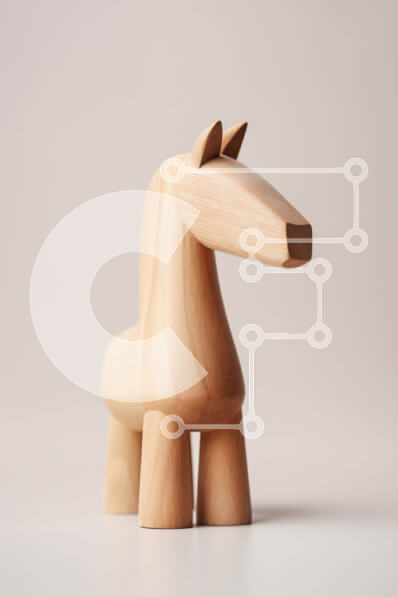 Intra Συλλεκτικό Ξύλινο Παζλ Plywood  4mm - Όμορφη εικόνα ξύλινου αγάλματος αλόγων σε λευκό φόντο Σε Ξύλινο Κουτί - Διαστάσεις: 10x10 cm – 25 κομμάτια