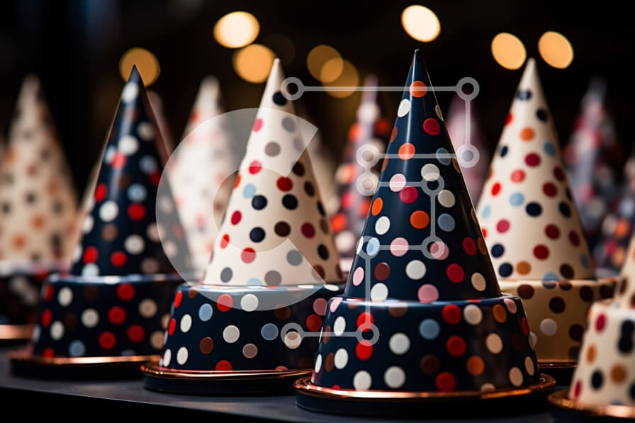 Intra Συλλεκτικό Ξύλινο Παζλ Plywood  4mm - Ζωντανά πουά καπέλα για πάρτι για μια διασκεδαστική γιορτή Σε Ξύλινο Κουτί - Διαστάσεις: 10x10 cm – 25 κομμάτια