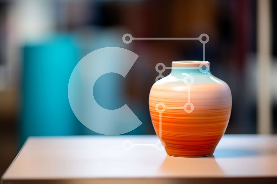 Intra Συλλεκτικό Ξύλινο Παζλ Plywood  4mm - Πορτοκαλί και κόκκινο βάζο σε λευκό τραπέζι Σε Ξύλινο Κουτί - Διαστάσεις: 10x10 cm – 25 κομμάτια