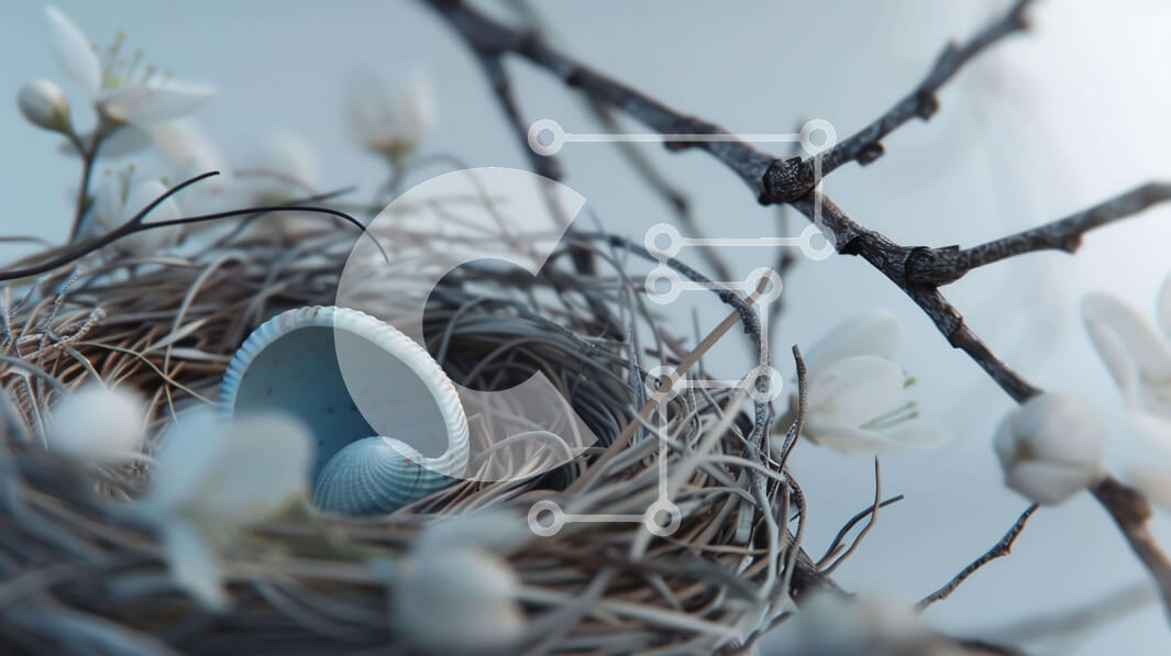 Intra Συλλεκτικό Ξύλινο Παζλ Plywood  4mm - Φωλιά πουλιού με αυγά και λευκά λουλούδια Σε Ξύλινο Κουτί - Διαστάσεις: 10x10 cm – 25 κομμάτια