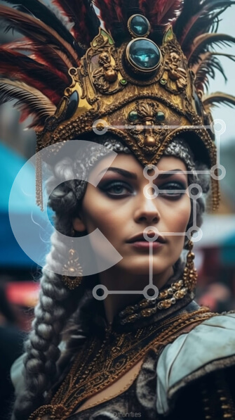 Intra Συλλεκτικό Ξύλινο Παζλ Plywood  4mm - Όμορφη εικόνα μιας γυναίκας με κοστούμι φαντασίας με στέμμα και φτερά Σε Ξύλινο Κουτί - Διαστάσεις Puzzle: 10x10 cm – 25 κομμάτια