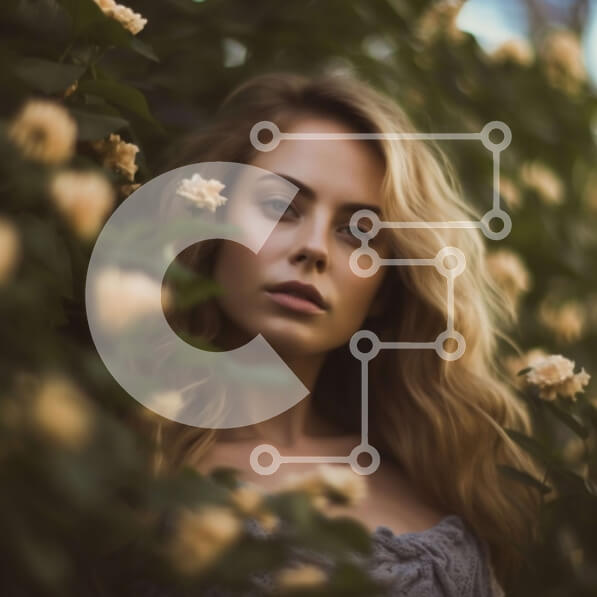 Σετ των 2 Intra Συλλεκτικό Ξύλινο Παζλ Plywood  4mm - Νεαρή γυναίκα με μπλε φόρεμα που στέκεται σε ένα χωράφι με τριαντάφυλλα Σε Ξύλινο Κουτί - Διαστάσεις: 10x10 cm – 25 κομμάτια