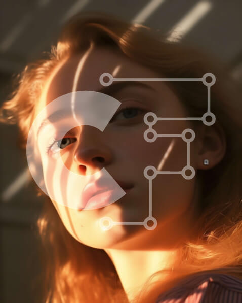 Intra Συλλεκτικό Ξύλινο Παζλ Plywood  4mm - Σοβαρή ξανθιά γυναίκα στέκεται μπροστά από το παράθυρο με το φως του ήλιου Σε Ξύλινο Κουτί - Διαστάσεις Puzzle: 10x10 cm – 25 κομμάτια