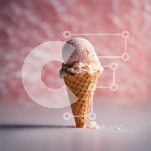 Σετ των 2 Intra Συλλεκτικό Ξύλινο Παζλ Plywood  4mm - Ροζ παγωτό χωνάκι βάφλας με ζάχαρη άχνη Σε Ξύλινο Κουτί - Διαστάσεις: 10x10 cm – 25 κομμάτια