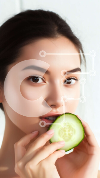 Intra Συλλεκτικό Ξύλινο Παζλ Plywood  4mm - Υγιεινή διατροφή - γυναίκα που κρατά ένα φρέσκο ​​αγγούρι Σε Ξύλινο Κουτί - Διαστάσεις: 10x10 cm – 25 κομμάτια