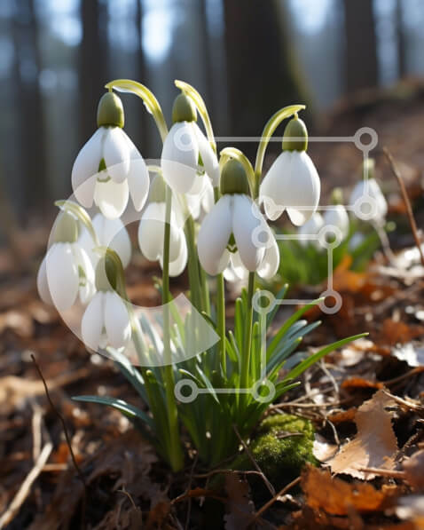 Σετ των 2 Intra Συλλεκτικό Ξύλινο Παζλ Plywood  4mm - Όμορφη εικόνα των Snowdrops σε ένα γαλήνιο δάσος Σε Ξύλινο Κουτί - Διαστάσεις: 10x10 cm – 25 κομμάτια