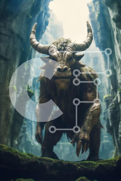 Σετ των 2 Intra Συλλεκτικό Ξύλινο Παζλ Plywood  4mm - Μυθικό πλάσμα που στέκεται φρουρός σε μια σπηλιά Σε Ξύλινο Κουτί - Διαστάσεις: 10x10 cm – 25 κομμάτια