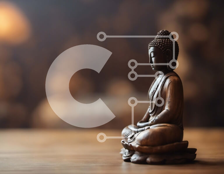 Intra Συλλεκτικό Ξύλινο Παζλ Plywood  4mm - Ξύλινο άγαλμα του καθισμένου Βούδα σε ξύλινο τραπέζι Σε Ξύλινο Κουτί - Διαστάσεις Puzzle: 10x10 cm – 25 κομμάτια