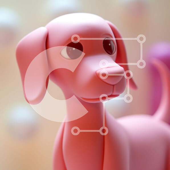 Intra Συλλεκτικό Ξύλινο Παζλ Plywood  4mm - Ροζ-παιχνιδόσκυλο με πολύχρωμες μπάλες Σε Ξύλινο Κουτί - Διαστάσεις Puzzle: 10x10 cm – 25 κομμάτια