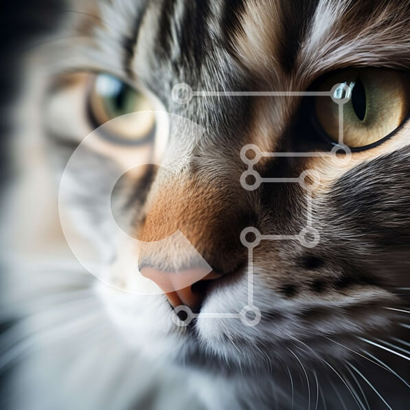 Intra Συλλεκτικό Ξύλινο Παζλ Plywood  4mm - Εκπληκτική κοντινή φωτογραφία του προσώπου μιας γάτας με λαμπερά πράσινα μάτια Σε Ξύλινο Κουτί - Διαστάσεις: 10x10 cm – 25 κομμάτια