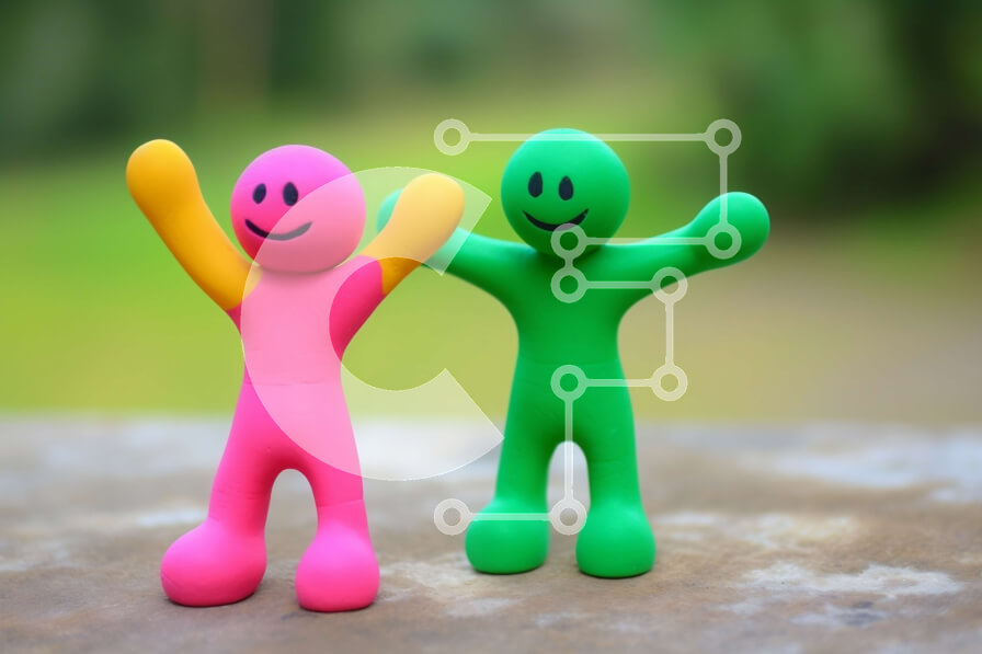 Intra Συλλεκτικό Ξύλινο Παζλ Plywood  4mm - Πράσινες και ροζ φιγούρες παιχνιδιών που στέκονται δίπλα-δίπλα Σε Ξύλινο Κουτί - Διαστάσεις: 10x10 cm – 25 κομμάτια