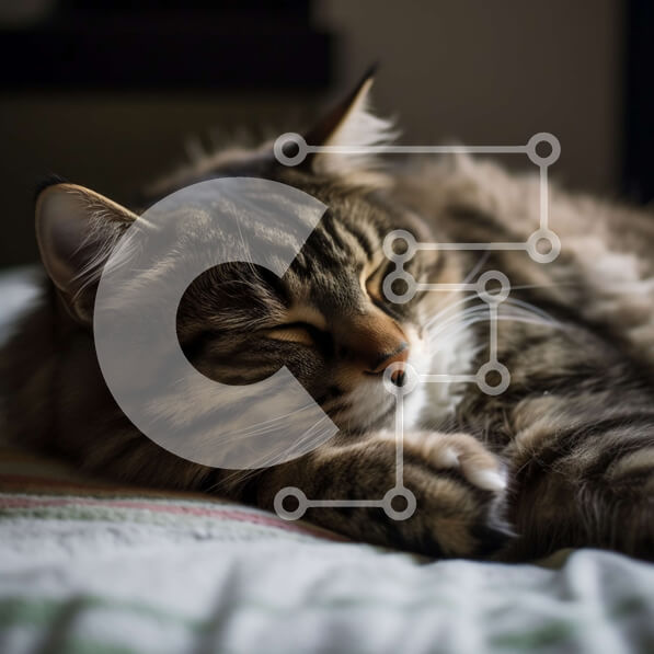 Intra Συλλεκτικό Ξύλινο Παζλ Plywood  4mm - Αξιολάτρευτη φωτογραφία γάτας που κοιμάται σε ένα άνετο κρεβάτι Σε Ξύλινο Κουτί - Διαστάσεις: 10x10 cm – 25 κομμάτια