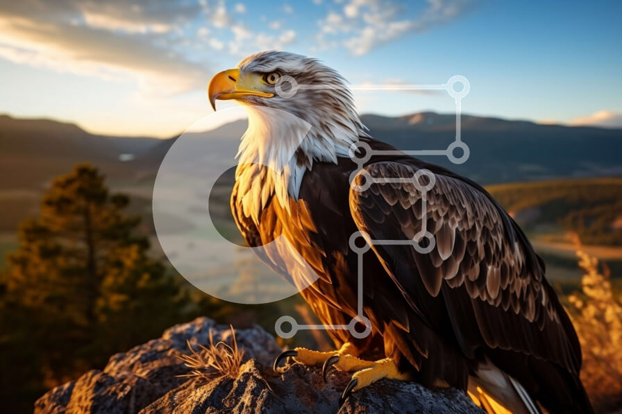 Intra Συλλεκτικό Ξύλινο Παζλ Plywood  4mm - Εκπληκτική εικόνα ενός φαλακρού αετού στο φυσικό του περιβάλλον Σε Ξύλινο Κουτί - Διαστάσεις: 10x10 cm – 25 κομμάτια