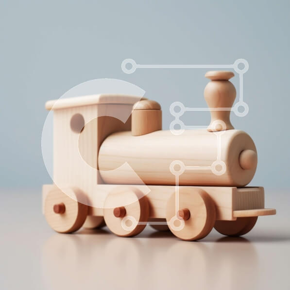 Intra Συλλεκτικό Ξύλινο Παζλ Plywood  4mm - Ξύλινο παιχνίδι τρένο με ατμομηχανή και δύο αυτοκίνητα Σε Ξύλινο Κουτί - Διαστάσεις Puzzle: 10x10 cm – 25 κομμάτια