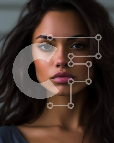 Intra Συλλεκτικό Ξύλινο Παζλ Plywood  4mm - Σοβαρό πορτρέτο μιας νεαρής γυναίκας με μακριά σκούρα μαλλιά και καστανά μάτια Σε Ξύλινο Κουτί - Διαστάσεις Puzzle: 10x10 cm – 25 κομμάτια