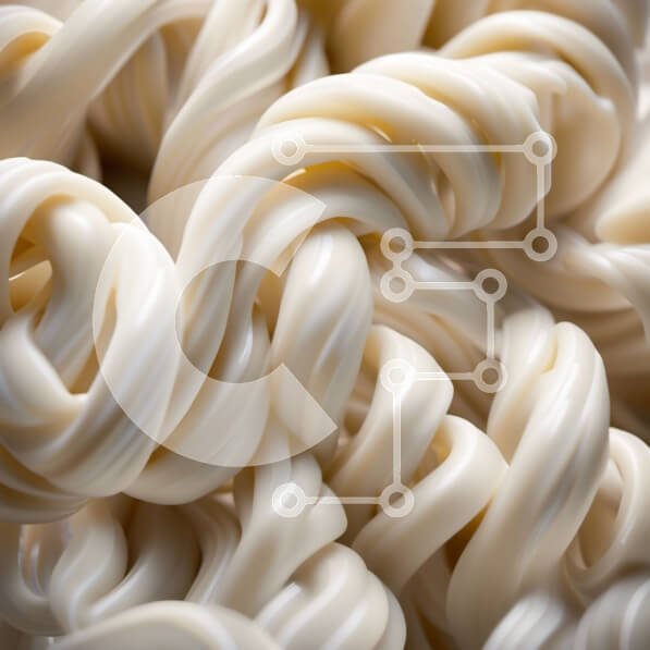 Σετ των 2 Intra Συλλεκτικό Ξύλινο Παζλ Plywood  4mm - Νόστιμη κινηματογράφηση σε πρώτο πλάνο από άψητα λευκά νουντλς σε ένα πορσελάνινο μπολ Σε Ξύλινο Κουτί - Διαστάσεις: 10x10 cm – 25 κομμάτια