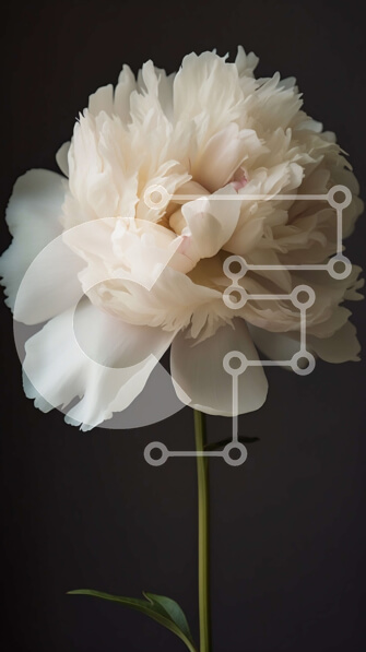 Σετ των 2 Intra Συλλεκτικό Ξύλινο Παζλ Plywood  4mm - Όμορφη εικόνα λευκού λουλουδιού παιώνιας σε σκούρο φόντο Σε Ξύλινο Κουτί - Διαστάσεις: 10x10 cm – 25 κομμάτια