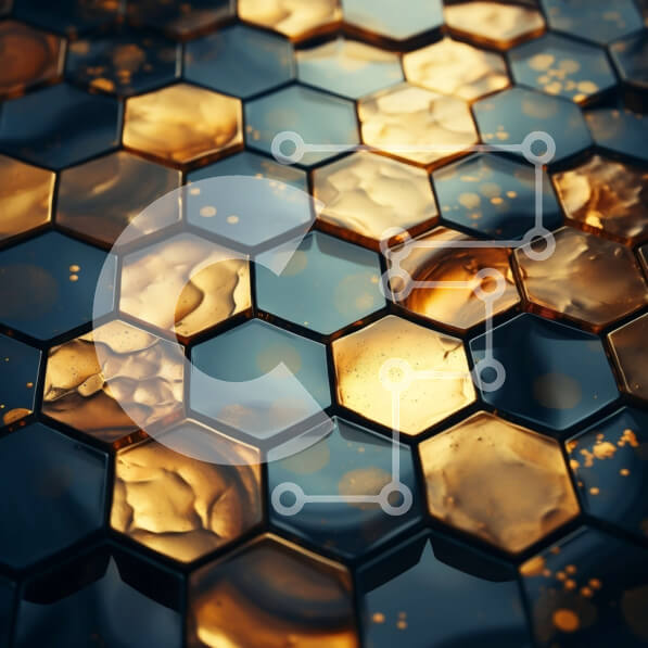 Intra Συλλεκτικό Ξύλινο Παζλ Plywood  4mm - Κοντινό πλάνο μοτίβο κηρήθρας σε χρυσό και μαύρο Σε Ξύλινο Κουτί - Διαστάσεις Puzzle: 10x10 cm – 25 κομμάτια