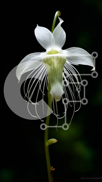 Σετ των 2 Intra Συλλεκτικό Ξύλινο Παζλ Plywood  4mm - Όμορφη εικόνα ενός λευκού λουλουδιού με μακριά, λεπτά πέταλα και ένα σκοτεινό κέντρο Σε Ξύλινο Κουτί - Διαστάσεις: 10x10 cm – 25 κομμάτια