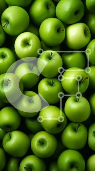 Intra Συλλεκτικό Ξύλινο Παζλ Plywood  4mm - Φρέσκα και υγιή πράσινα μήλα σε ένα σωρό Σε Ξύλινο Κουτί - Διαστάσεις: 10x10 cm – 25 κομμάτια