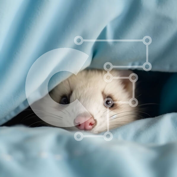 Intra Συλλεκτικό Ξύλινο Παζλ Plywood  4mm - Αξιολάτρευτη εικόνα ενός κουνάβι που κρυφοκοιτάζει κάτω από μια μπλε κουβέρτα Σε Ξύλινο Κουτί - Διαστάσεις: 10x10 cm – 25 κομμάτια