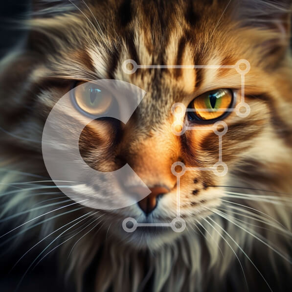 Intra Συλλεκτικό Ξύλινο Παζλ Plywood  4mm - Έντονη και εστιασμένη: Κοντινή εικόνα του προσώπου μιας γάτας Σε Ξύλινο Κουτί - Διαστάσεις: 10x10 cm – 25 κομμάτια