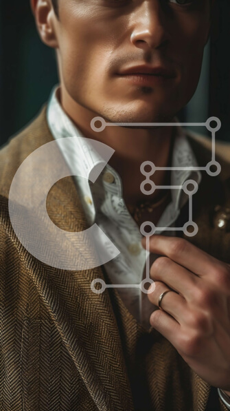 Intra Συλλεκτικό Ξύλινο Παζλ Plywood  4mm - Επαγγελματικό πορτρέτο ενός άνδρα με καφέ κοστούμι και λευκό πουκάμισο Σε Ξύλινο Κουτί - Διαστάσεις Puzzle: 10x10 cm – 25 κομμάτια