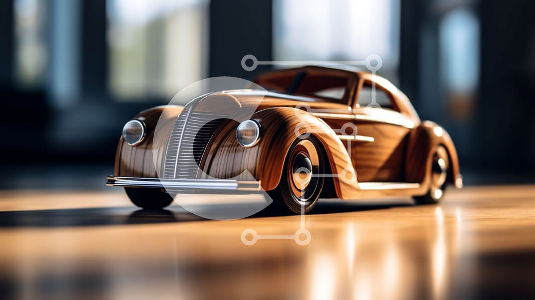 Intra Συλλεκτικό Ξύλινο Παζλ Plywood  4mm - Κομψό και μοντέρνο vintage ξύλινο αυτοκίνητο σε ξύλινο πάτωμα Σε Ξύλινο Κουτί - Διαστάσεις Puzzle: 10x10 cm – 25 κομμάτια