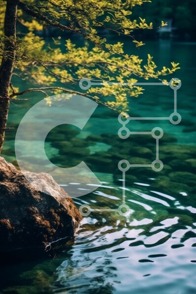 Σετ των 2 Intra Συλλεκτικό Ξύλινο Παζλ Plywood  4mm - Γαλήνιο τοπίο ενός μοναχικού δέντρου σε έναν βράχο στη μέση μιας λίμνης που περιβάλλεται από βουνά Σε Ξύλινο Κουτί - Διαστάσεις: 10x10 cm – 25 κομμάτια