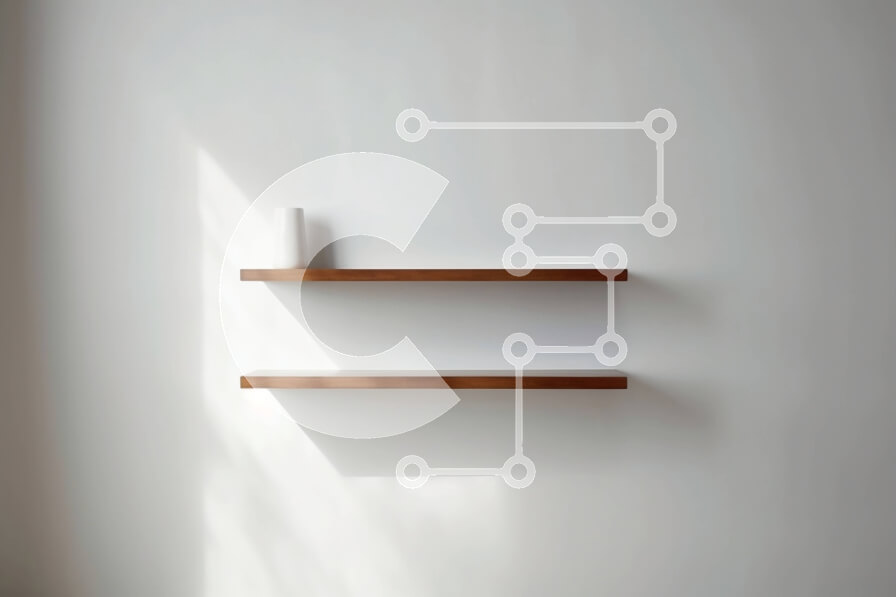 Intra Συλλεκτικό Ξύλινο Παζλ Plywood  4mm - Μινιμαλιστικός λευκός τοίχος με ξύλινο ράφι Σε Ξύλινο Κουτί - Διαστάσεις Puzzle: 10x10 cm – 25 κομμάτια