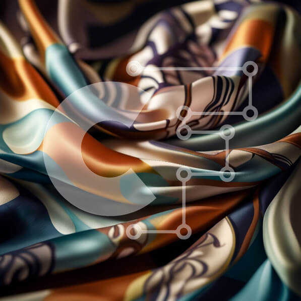 Σετ των 2 Intra Συλλεκτικό Ξύλινο Παζλ Plywood  4mm - Κοντινή όψη ενός ζωντανού μεταξωτού κασκόλ με περίπλοκο σχέδιο Σε Ξύλινο Κουτί - Διαστάσεις: 10x10 cm – 25 κομμάτια