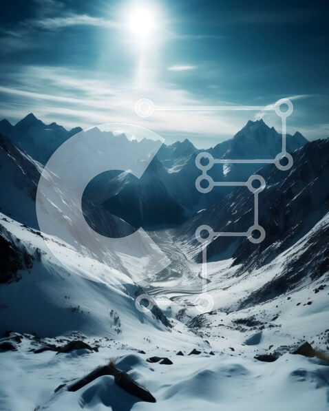 Intra Συλλεκτικό Ξύλινο Παζλ Plywood  4mm - Όμορφο τοπίο της χιονισμένης οροσειράς με έντονο φως του ήλιου Σε Ξύλινο Κουτί - Διαστάσεις: 10x10 cm – 25 κομμάτια