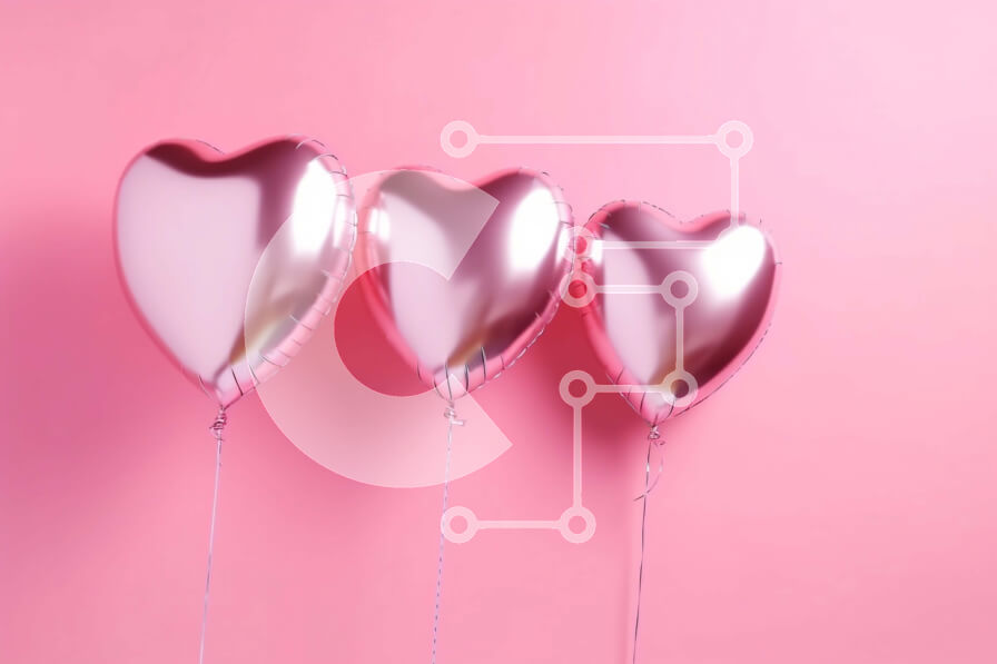 Intra Συλλεκτικό Ξύλινο Παζλ Plywood  4mm - Χαρούμενη εικόνα τριών μπαλονιών σε σχήμα καρδιάς σε ροζ φόντο Σε Ξύλινο Κουτί - Διαστάσεις Puzzle: 10x10 cm – 25 κομμάτια