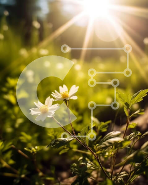 Intra Συλλεκτικό Ξύλινο Παζλ Plywood  4mm - Όμορφη εικόνα ενός χωραφιού με λευκά λουλούδια με τον ήλιο να λάμπει στο φόντο Σε Ξύλινο Κουτί - Διαστάσεις: 10x10 cm – 25 κομμάτια