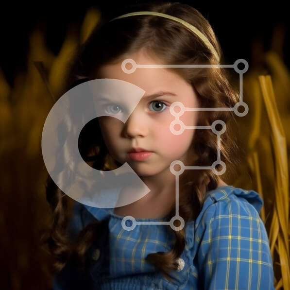 Intra Συλλεκτικό Ξύλινο Παζλ Plywood  4mm - Όμορφη εικόνα νεαρής κοπέλας με μπλε φόρεμα σε χωράφι με χρυσό σιτάρι Σε Ξύλινο Κουτί - Διαστάσεις: 10x10 cm – 25 κομμάτια